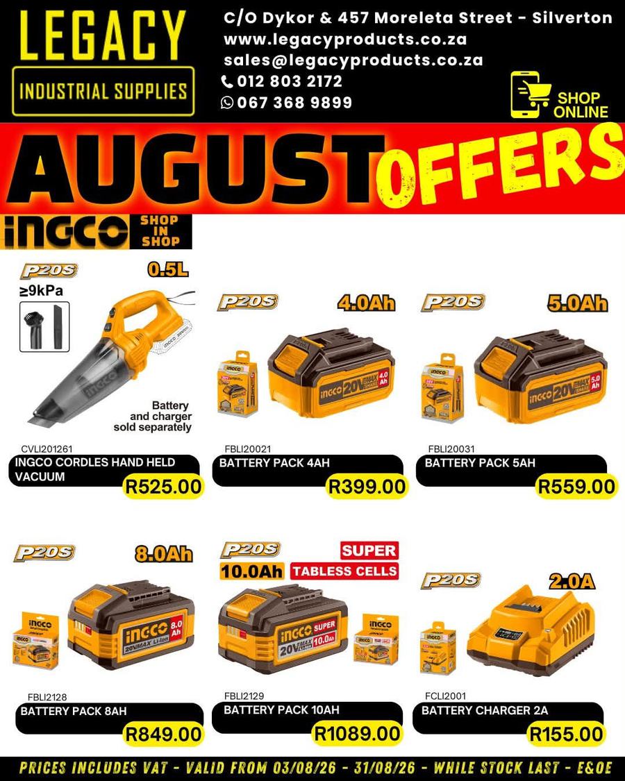 Legacy Industrial Supplies : August Offers (03 August - 31 August 2026)