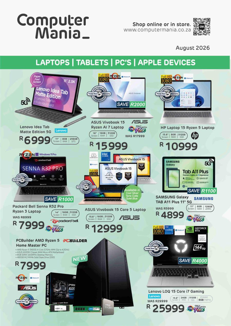 Computer Mania : Laptops & Accessories (01 August - 31 August 2026)
