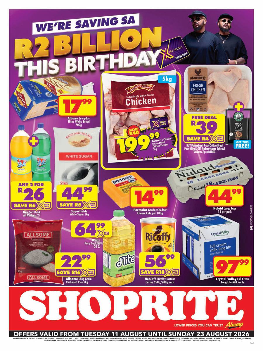 Shoprite Western Cape : Major Deals (11 August - 23 August 2026)