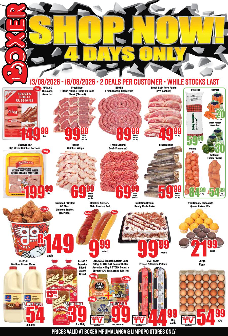 Boxer Super Stores Limpopo & Mpumalanga : 4 Days Only (13 August - 16 August 2026)
