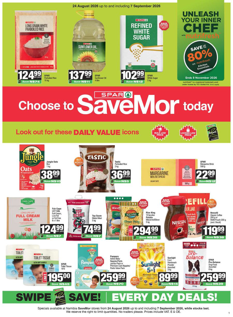 SPAR Namibia SaveMor : Choose To SaveMor Today (24 August - 07 September 2026)