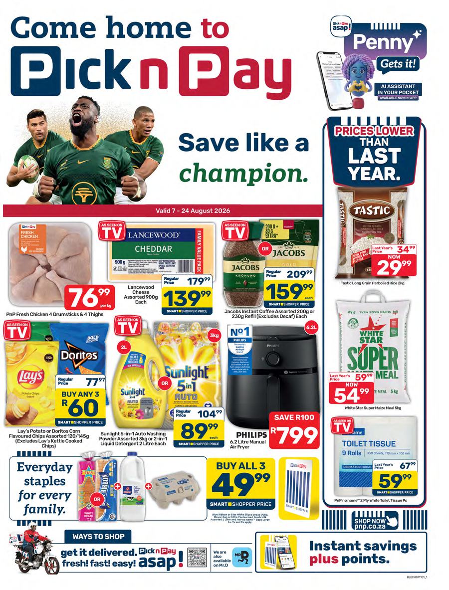 Pick n Pay Eastern Cape : Save Like A Champion (07 August - 24 August 2026)