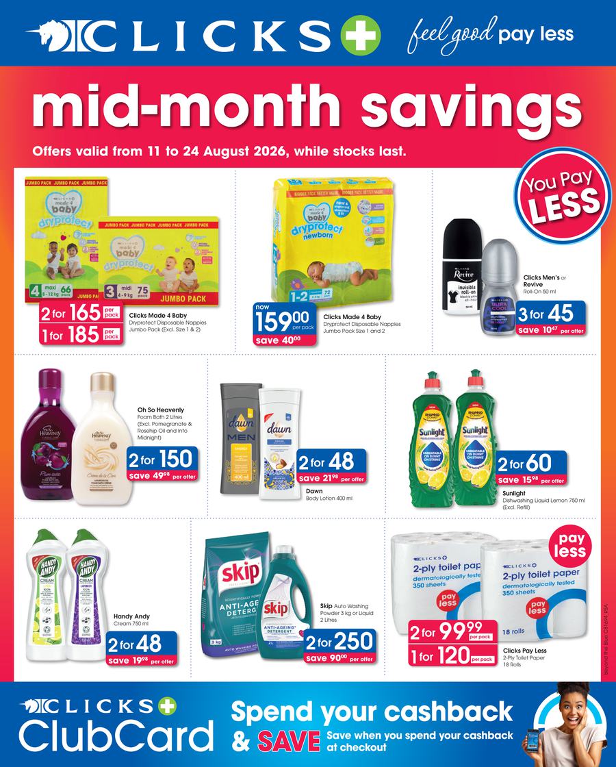 Clicks : Mid-Month Savings (11 August - 24 August 2026)