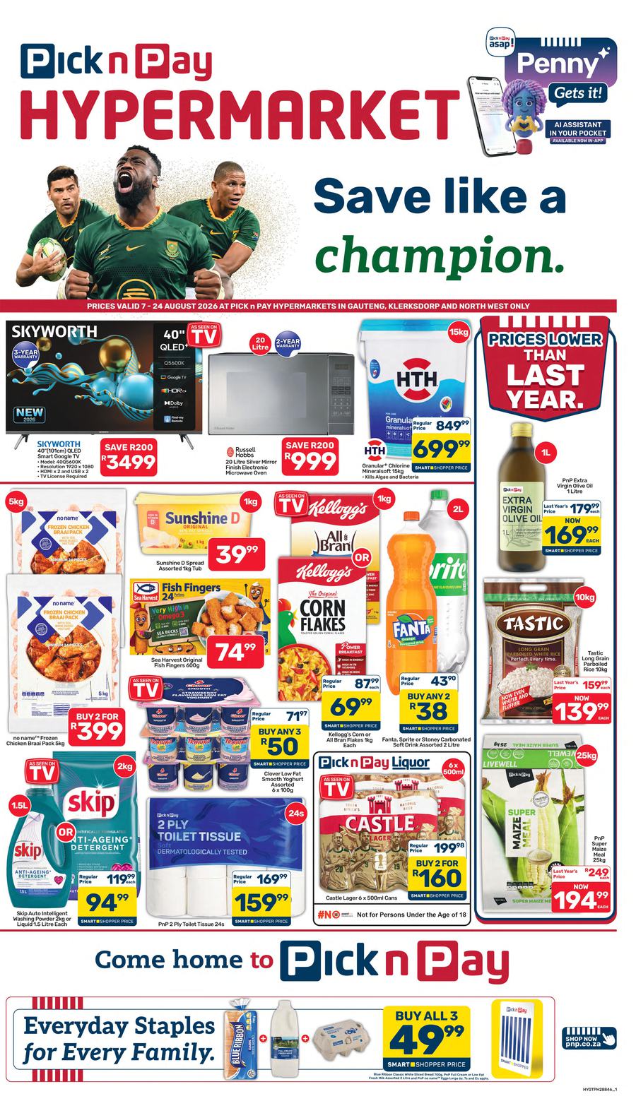Pick n Pay Hypermarket Gauteng, North West & Free State : Save Like A Champion (07 August - 24 August 2026)
