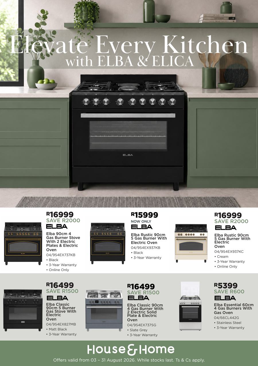 House & Home : Elevate Every Kitchen With Elba And Elica (03 August - 31 August 2026)