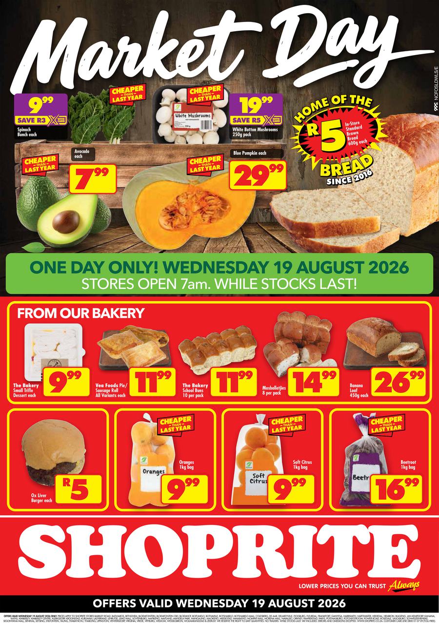 Shoprite Northern Cape & Free State : Market Day (19 August 2026)