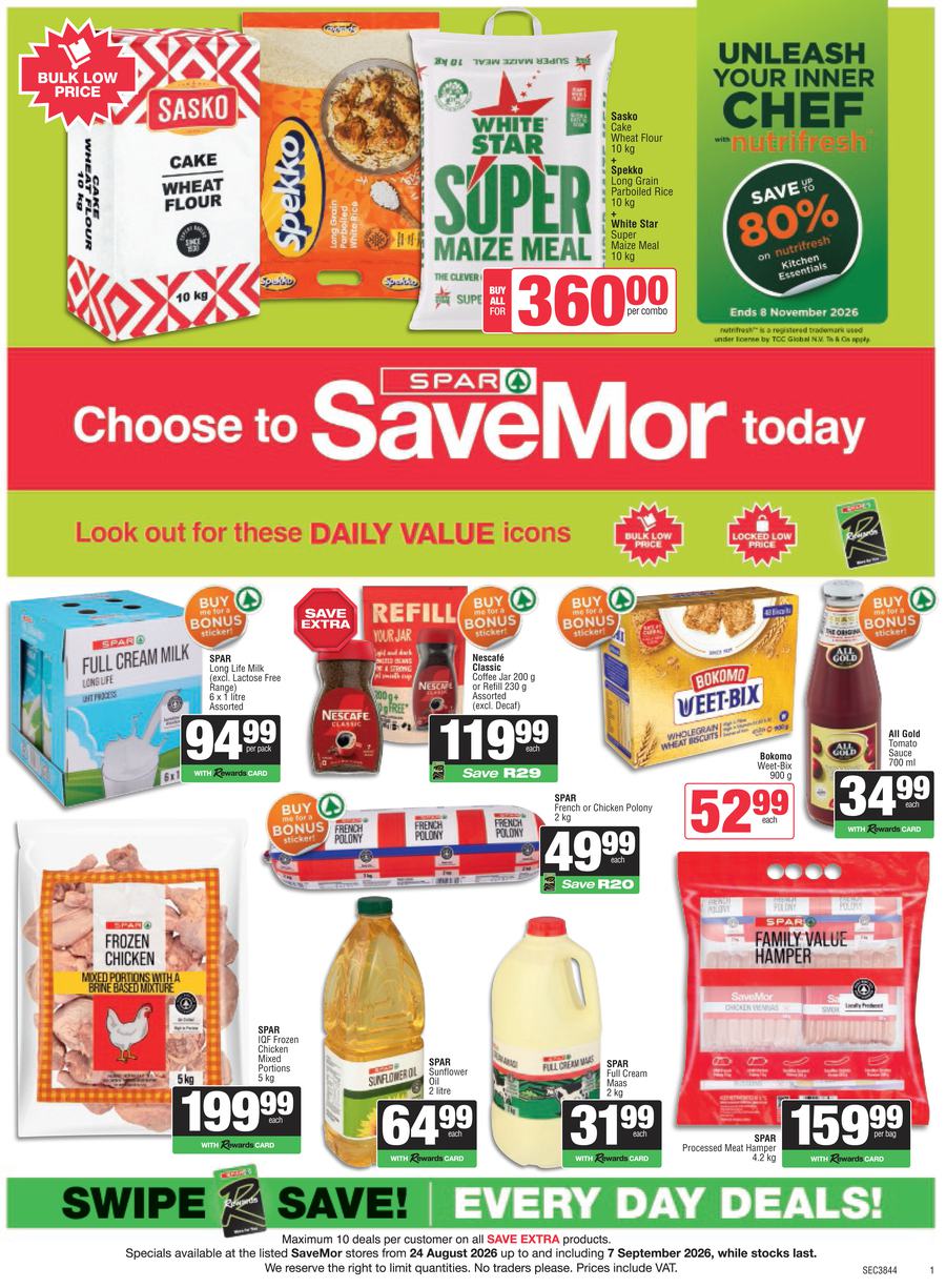 SPAR Eastern Cape SaveMor : Choose To SaveMor Today (24 August - 07 September 2026)