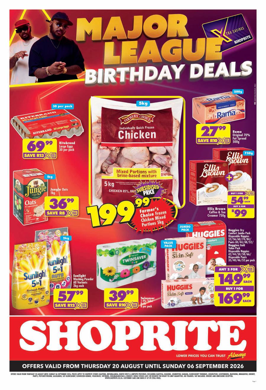 Shoprite Gauteng, Mpumalanga, North West & Limpopo : Major League Birthday Deals (20 August - 06 September 2026)