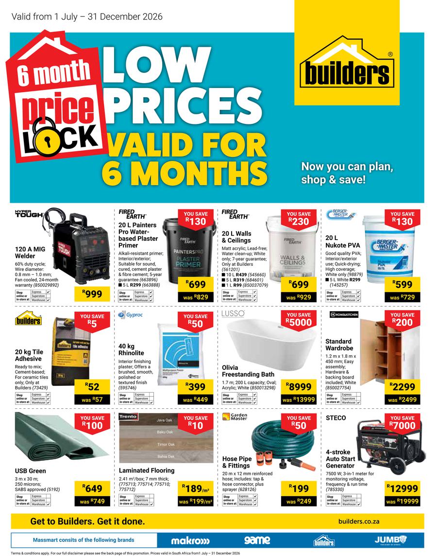 Builders : Price Lock (01 July - 31 December 2026)