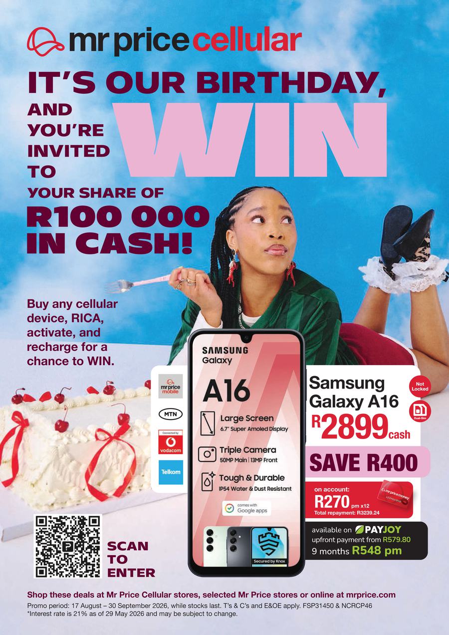 Mr Price Cellular : It's Our Birthday (17 August - 30 September 2026)