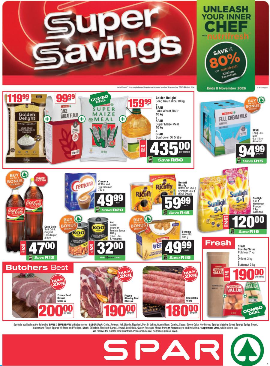 SPAR & SUPERSPAR Mthatha : Super Savings (24 August - 07 September 2026)