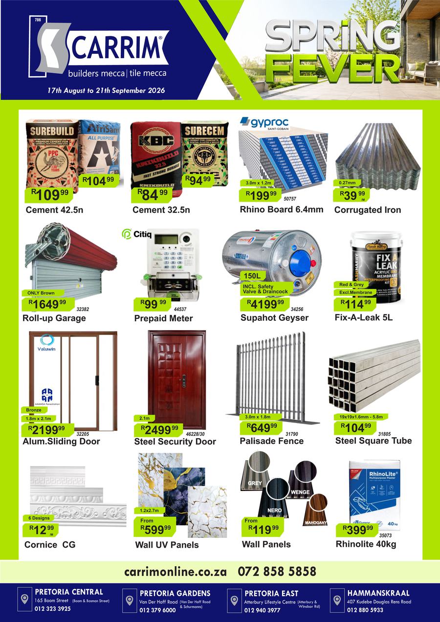 K Carrim Builders Mecca : Spring Fever (17 August - 21 September 2026)