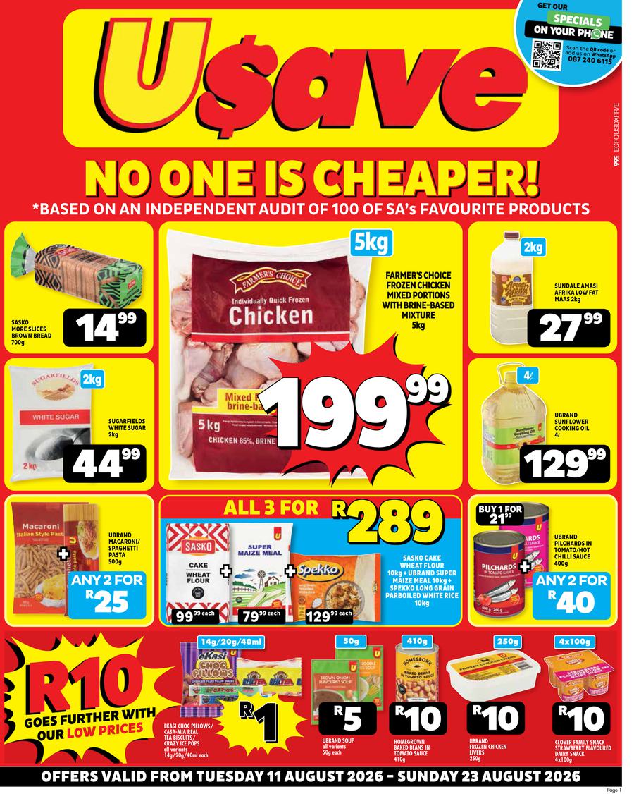 Usave Eastern Cape : No One Is Cheaper (11 August - 23 August 2026)