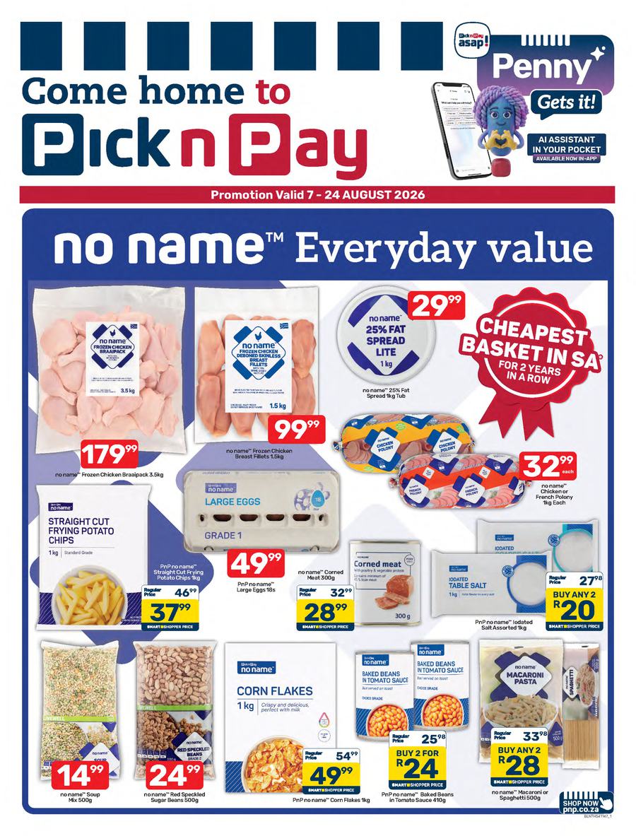 Pick n Pay : No Name Everday Value (07 August - 24 August 2026)