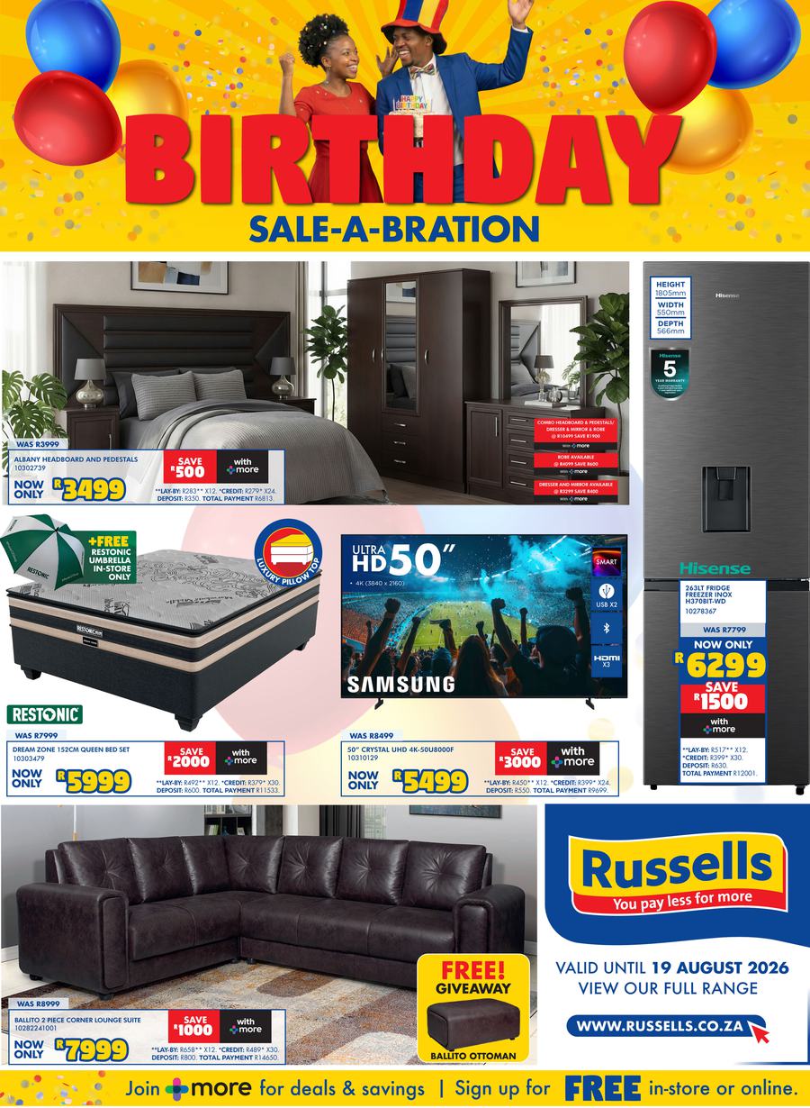 Russells : Birthday Sale-A-Bration (16 July - 19 August 2026)