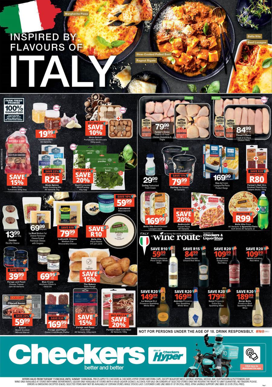 Checkers Western Cape : Inspired By The Flavours Of Italy (11 August - 13 September 2026)