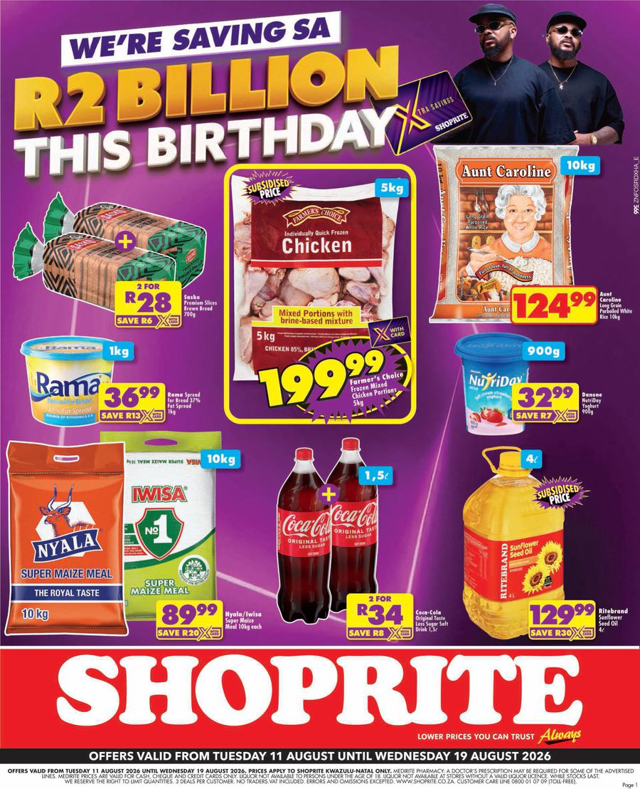 Shoprite KwaZulu-Natal : Major Deals (11 August - 19 August 2026)